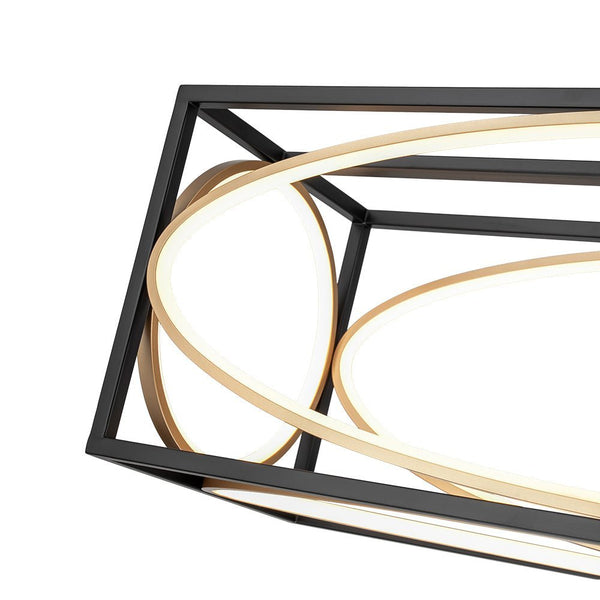 Chandelierias - Modern Rectangle Metal Frame Dimmable LED Chandelier - Chandeliers - Black & Gold - 