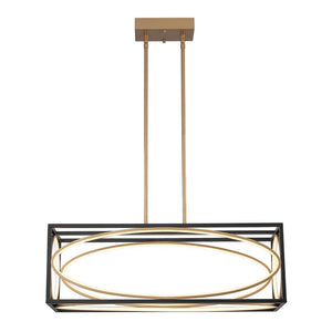 Chandelierias - Modern Rectangle Metal Frame Dimmable LED Chandelier - Chandeliers - Black & Gold - 