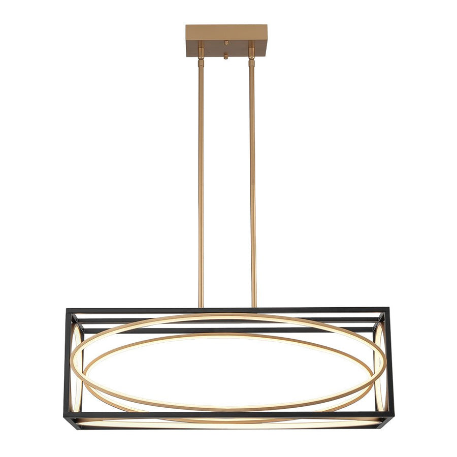 Chandelierias - Modern Rectangle Metal Frame Dimmable LED Chandelier - Chandeliers - Black & Gold - 