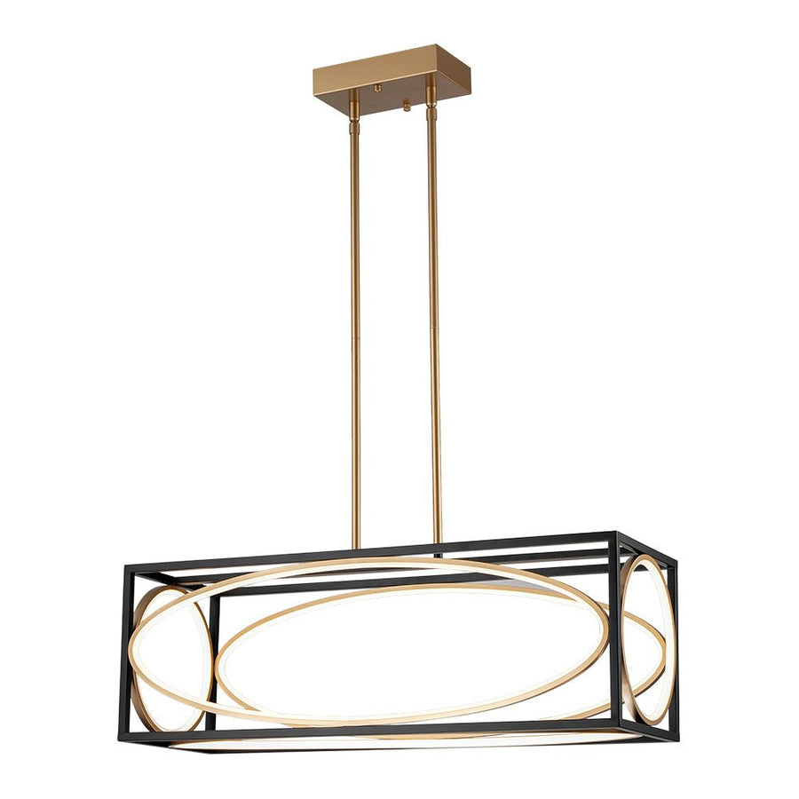 Chandelierias - Modern Rectangle Metal Frame Dimmable LED Chandelier - Chandeliers - Black & Gold - 