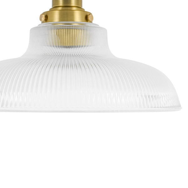 Chandelierias-Modern Ribbed Glass Brass Single-Light Semi-flush Mount-Semi Flush-Brass-