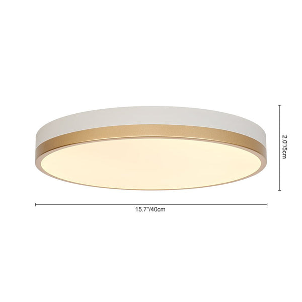 Chandelierias - Modern Round Color - contrasting Dimmable LED Flush Mount Ceiling Light - Flush Mount - 15.7 in - Gold & White