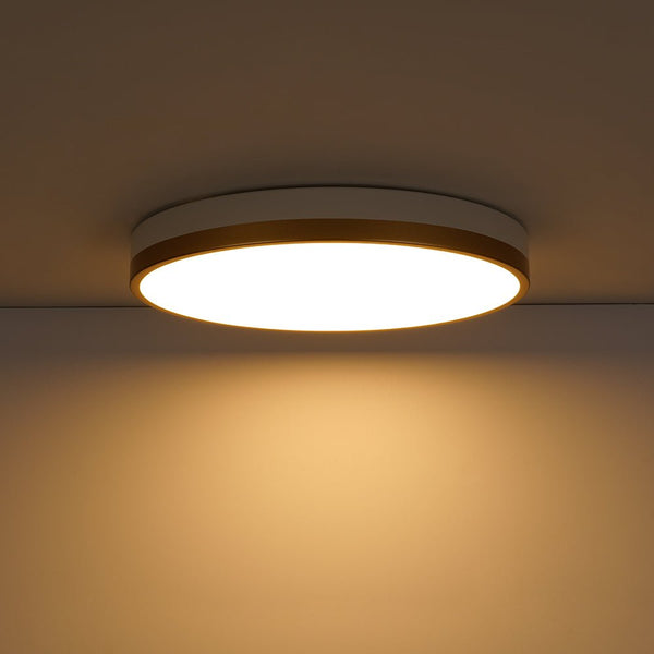 Chandelierias - Modern Round Color - contrasting Dimmable LED Flush Mount Ceiling Light - Flush Mount - 15.7 in - Gold & White