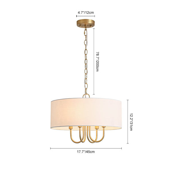Chandelierias - Modern Rustic 4 - Light Swoop Arm Drum Pendant - Pendant - Matte Black - 