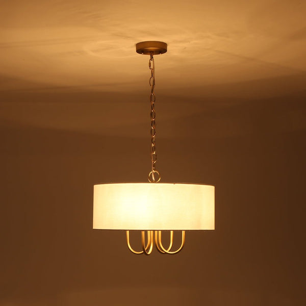 Chandelierias - Modern Rustic 4 - Light Swoop Arm Drum Pendant - Pendant - Matte Black - 