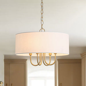 Chandelierias - Modern Rustic 4 - Light Swoop Arm Drum Pendant - Pendant - Matte Black - 