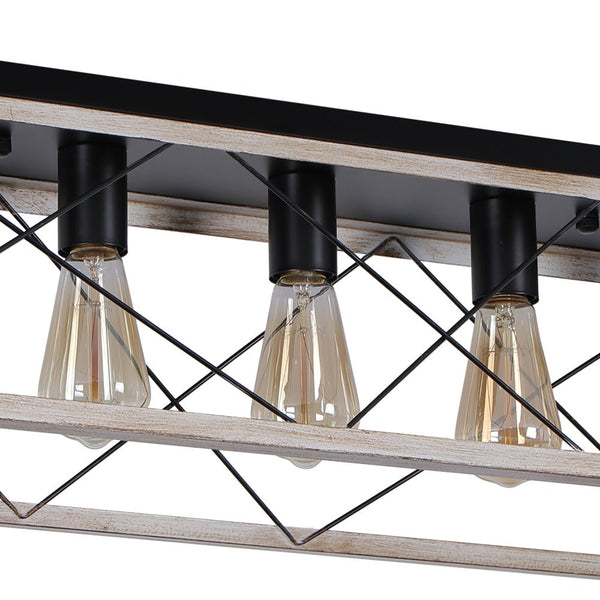 Chandelierias - Modern Rustic 5 - Light Rectangle Cage Grid Semi - Flush Mount - Flush Mount - Matte Black - 