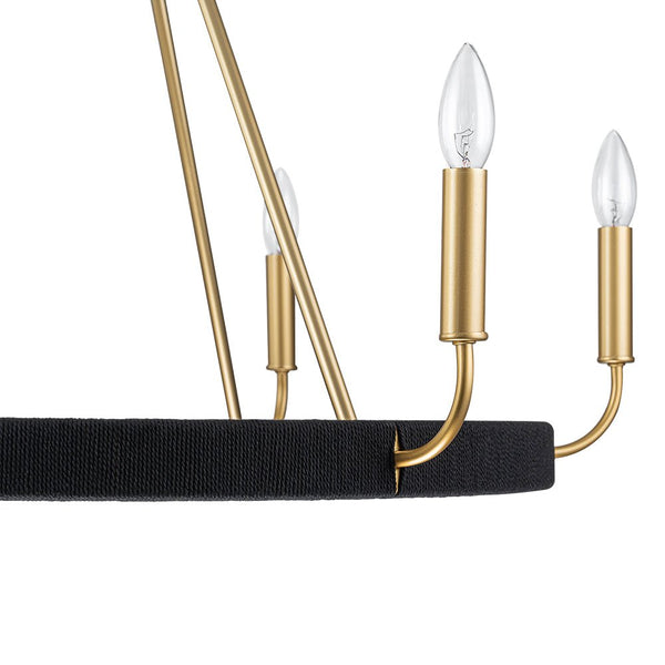 Chandelierias - Modern Rustic 6 - Light Candlestick Cotton thread Wagon Wheel Chandelier - Chandeliers - Brass & Black - 