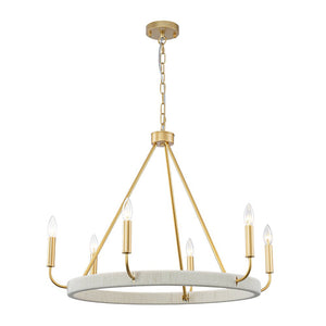 Chandelierias - Modern Rustic 6 - Light Candlestick Cotton thread Wagon Wheel Chandelier - Chandeliers - Brass & Off - white - 