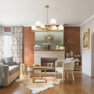 Chandelierias - Modern Rustic 6 - Light Frosted Glass Ball Mobile Chandelier - Chandeliers - Brass - 