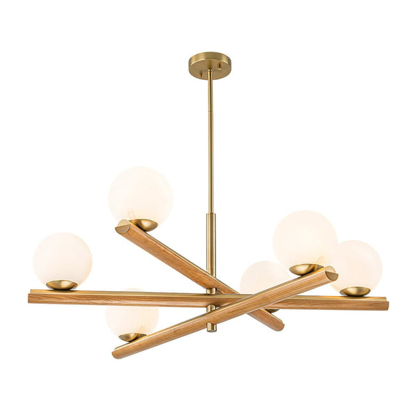 Chandelierias - Modern Rustic 6 - Light Frosted Glass Ball Mobile Chandelier - Chandeliers - Brass - 