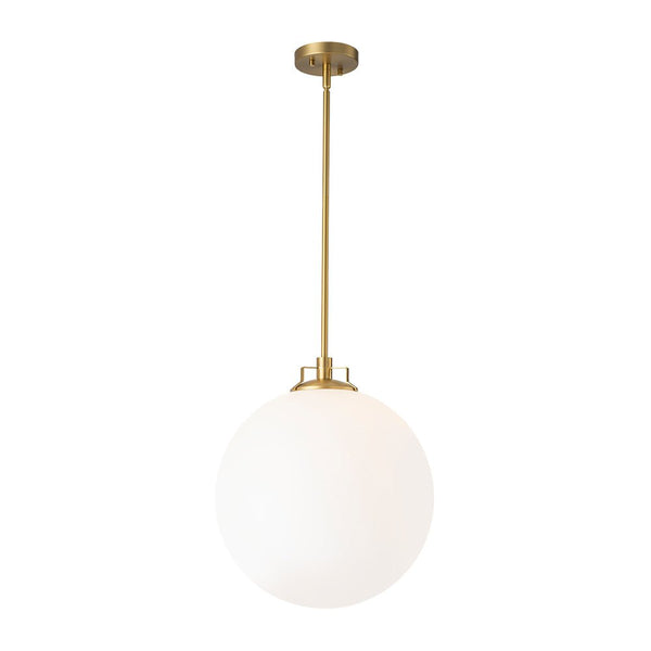 Chandelierias - Modern Sculptural 1 - Light Frosted Glass Orb Pendant - Pendants - Brass - 