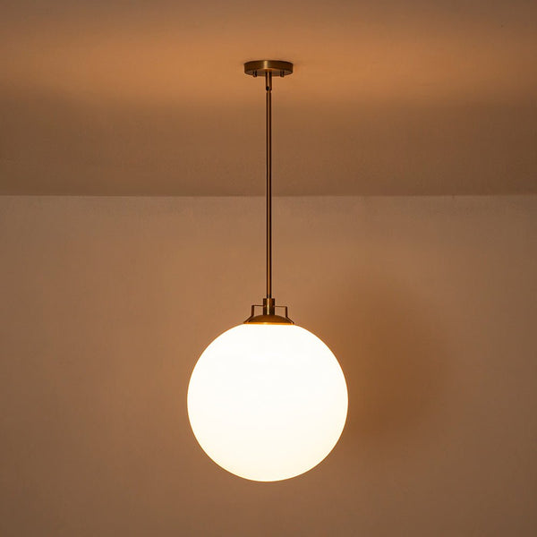 Chandelierias - Modern Sculptural 1 - Light Frosted Glass Orb Pendant - Pendants - Brass - 