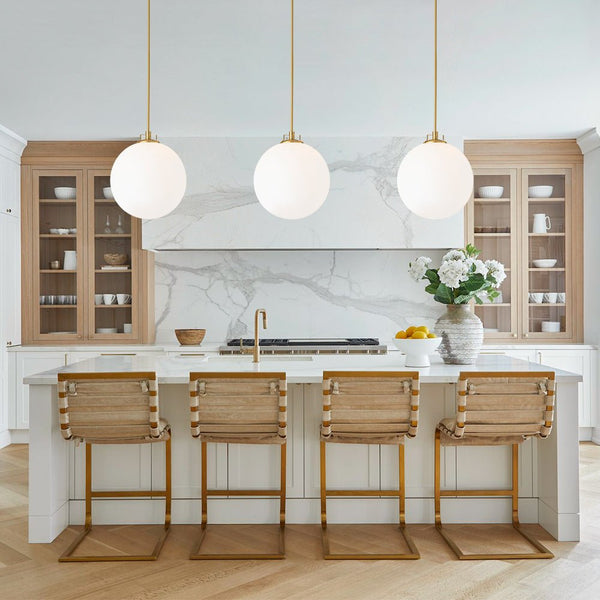 Chandelierias - Modern Sculptural 1 - Light Frosted Glass Orb Pendant - Pendants - Brass - 