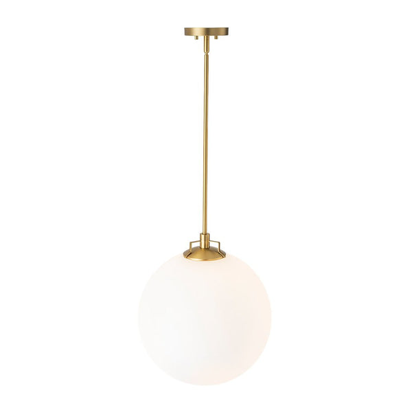Chandelierias - Modern Sculptural 1 - Light Frosted Glass Orb Pendant - Pendants - Brass - 