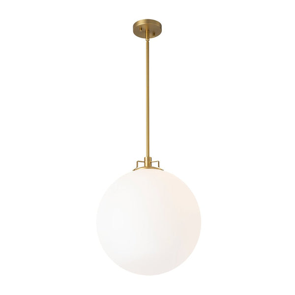 Chandelierias - Modern Sculptural 1 - Light Frosted Glass Orb Pendant - Pendants - Brass - 