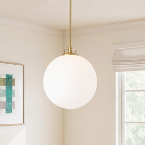 Chandelierias - Modern Sculptural 1 - Light Frosted Glass Orb Pendant - Pendants - Brass - 