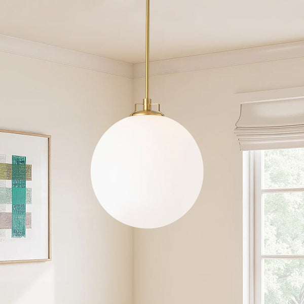 Chandelierias - Modern Sculptural 1 - Light Frosted Glass Orb Pendant - Pendants - Brass - 
