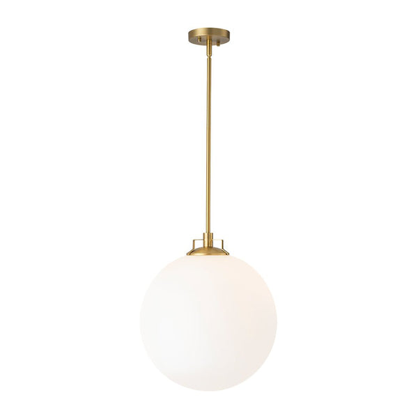 Chandelierias - Modern Sculptural 1 - Light Frosted Glass Orb Pendant - Pendants - Brass - 