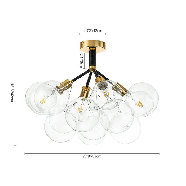 Chandelierias-Modern Semi Flush Cluster Bubble Chandelier-Chandelier-White-4 Bulbs