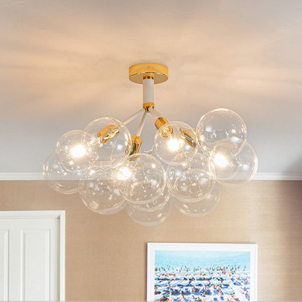 Chandelierias-Modern Semi Flush Cluster Bubble Chandelier-Chandelier-White-4 Bulbs