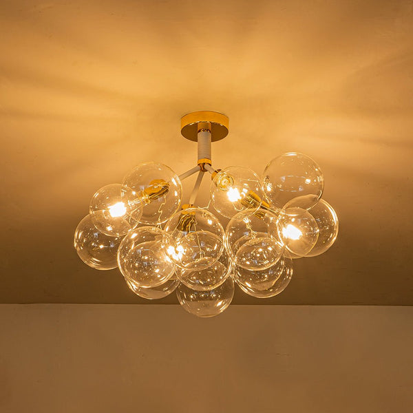 Chandelierias-Modern Semi Flush Cluster Bubble Chandelier-Chandelier-White-4 Bulbs