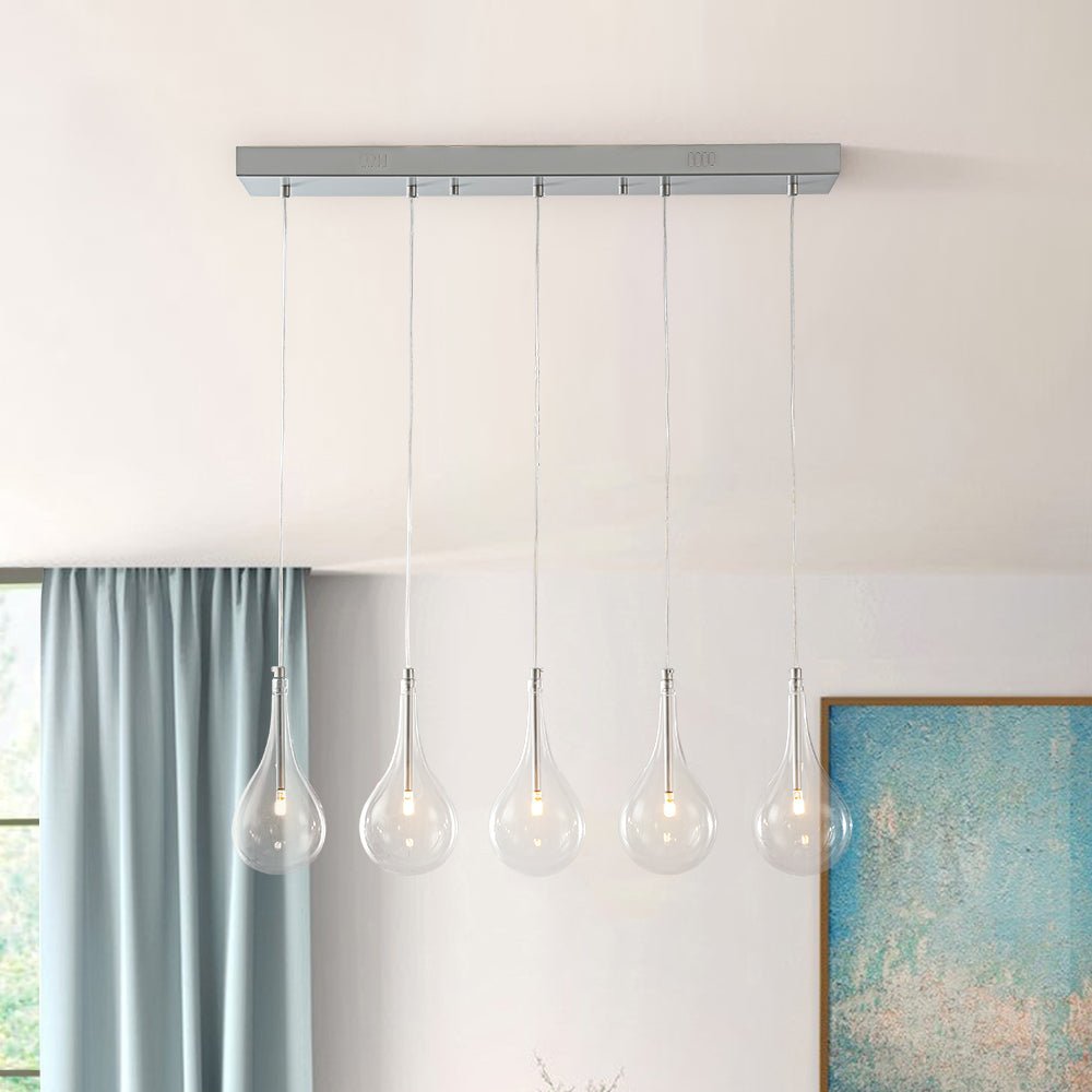 Modern Sliver 5-Light Clear Balloon Glass Bubble Chandelier For