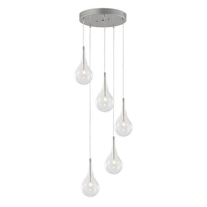 Chandelierias - Modern Sliver 5 - Light Clear Balloon Glass Bubble Chandelier For Dining Room Entryway - Chandelier - Round - 