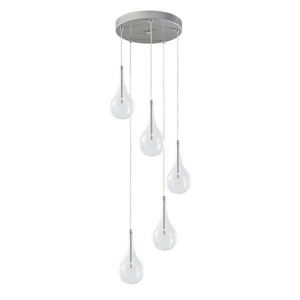 Chandelierias - Modern Sliver 5 - Light Clear Balloon Glass Bubble Chandelier For Dining Room Entryway - Chandelier - Round - 