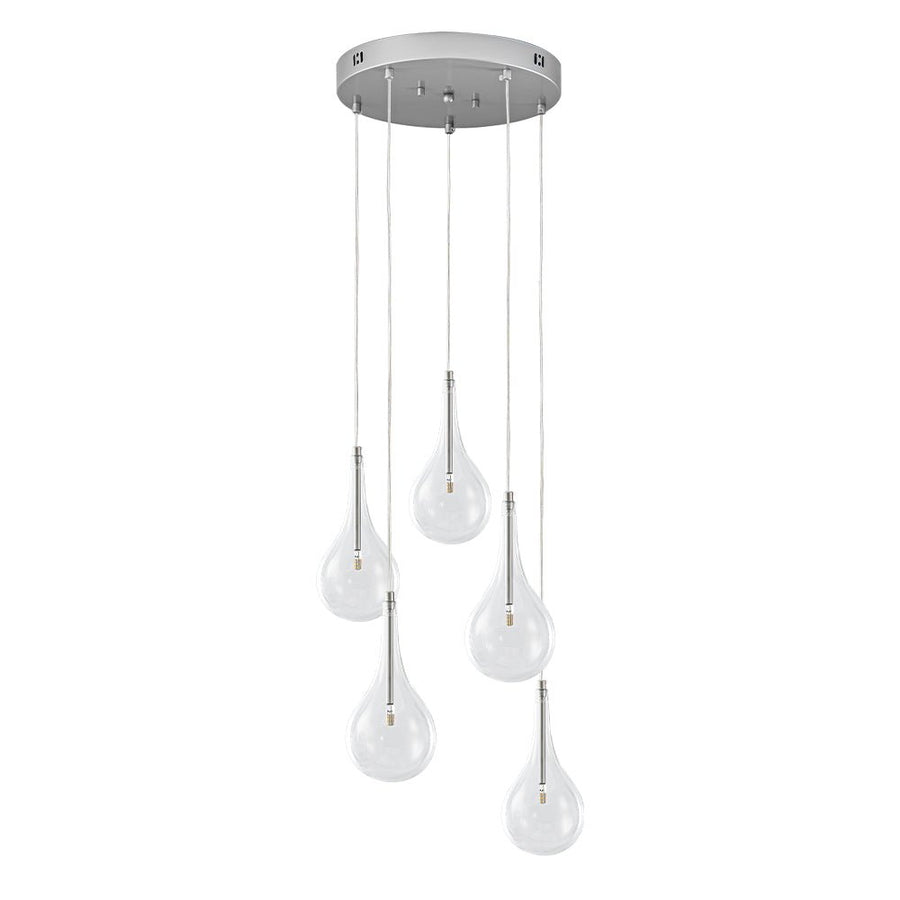 Chandelierias - Modern Sliver 5 - Light Clear Balloon Glass Bubble Chandelier For Dining Room Entryway - Chandelier - Round - 