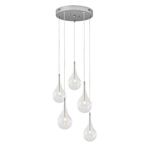 Chandelierias - Modern Sliver 5 - Light Clear Balloon Glass Bubble Chandelier For Dining Room Entryway - Chandelier - Round - 