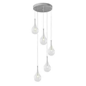 Chandelierias - Modern Sliver 5 - Light Clear Balloon Glass Bubble Chandelier For Dining Room Entryway - Chandelier - Round - 