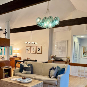 Chandelierias - Modern Tiffany Blue 19 - Light Seeded Glass Cluster Chandelier - Chandeliers - Blue Seeded Glass - 