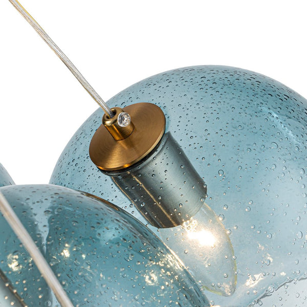 Chandelierias - Modern Tiffany Blue 19 - Light Seedy Glass Cluster Chandelier - Chandeliers - Blue Seeded Glass - 