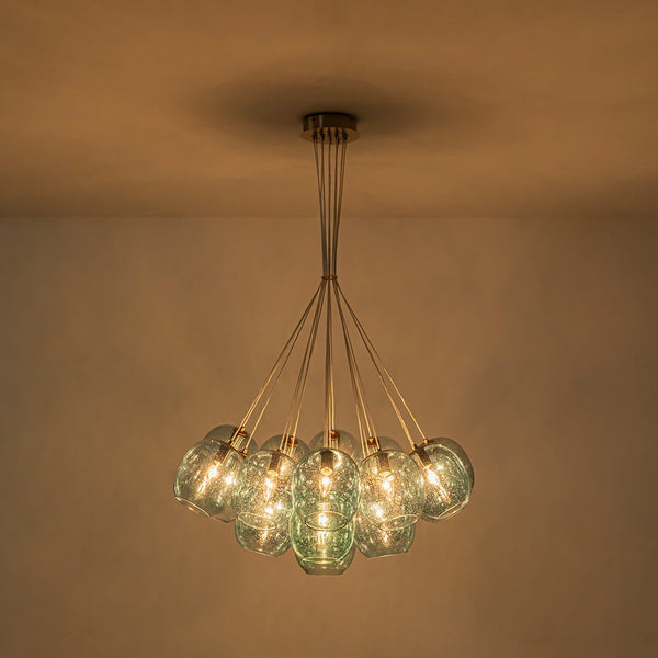 Chandelierias - Modern Tiffany Blue 19 - Light Seedy Glass Cluster Chandelier - Chandeliers - Blue Seeded Glass - 