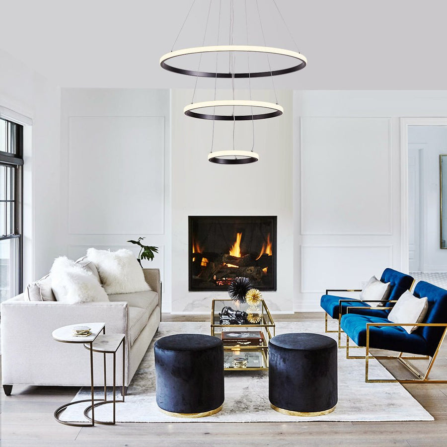 Chandelierias - Modern Tripple Circle LED Chandelier For Living Room - Chandelier - Black (Back - order & Arrive in 2 - 3 Weeks) - 