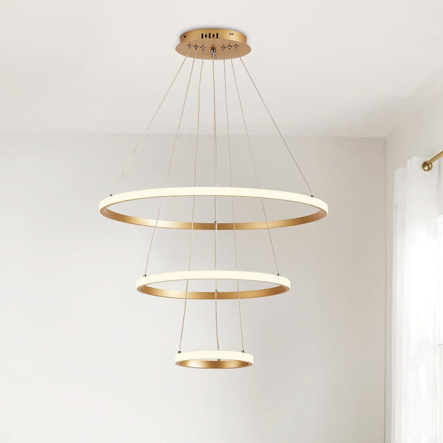 Chandelierias - Modern Tripple Circle LED Chandelier For Living Room - Chandelier - Gold (Back - order & Arrive in 2 - 3 Weeks) - 