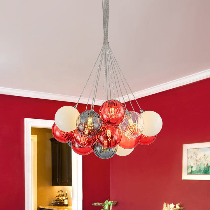 Chandelierias - Multi - color Ribbed Glass Cluster Bubble Chandelier - Chandelier - 16 - Light - 