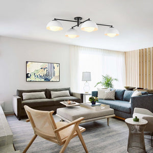 Chandelierias - Nordic 4 - Light Frosted Glass Blooming - bud Linear Semi - flush Mount - Semi Flush - Black - 