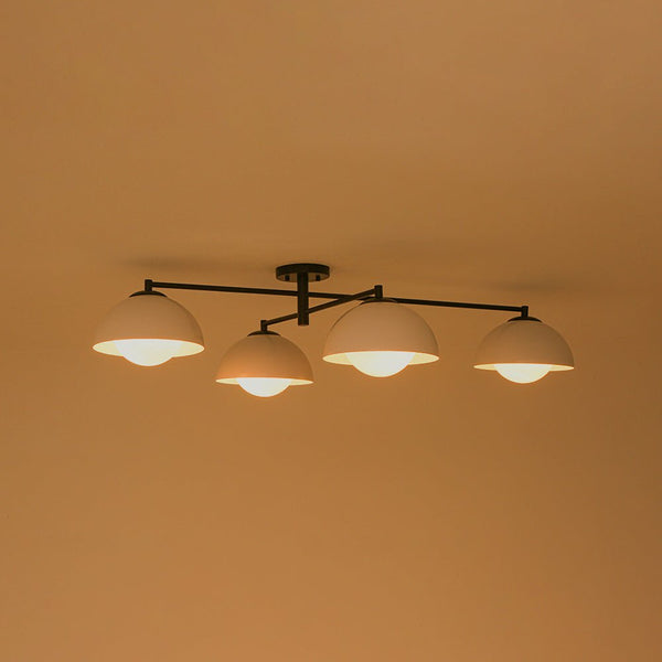 Chandelierias - Nordic 4 - Light Frosted Glass Blooming - bud Linear Semi - flush Mount - Semi Flush - Black - 