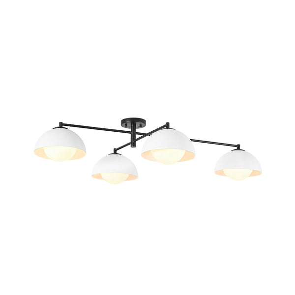Chandelierias - Nordic 4 - Light Frosted Glass Blooming - bud Linear Semi - flush Mount - Semi Flush - Black - 