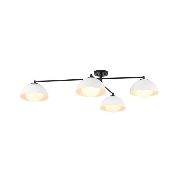 Chandelierias - Nordic 4 - Light Frosted Glass Blooming - bud Linear Semi - flush Mount - Semi Flush - Black - 