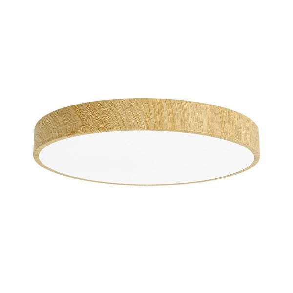 Chandelierias-Nordic Faux Wood Grain 5CCT Dimmable LED Round Flush Mount-Flush Mount-Dark Walnut-