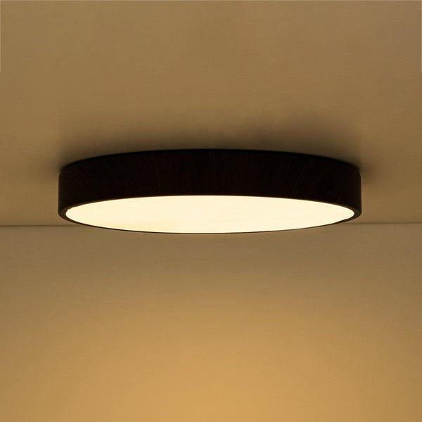 Chandelierias-Nordic Faux Wood Grain 5CCT Dimmable LED Round Flush Mount-Flush Mount-Dark Walnut-