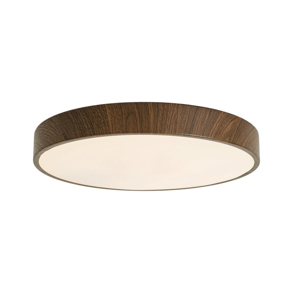 Chandelierias-Nordic Faux Wood Grain 5CCT Dimmable LED Round Flush Mount-Flush Mount-Dark Walnut-