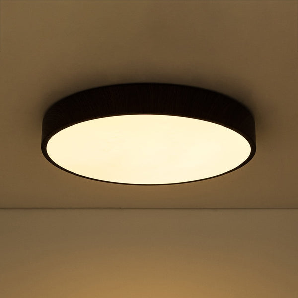 Chandelierias-Nordic Faux Wood Grain 5CCT Dimmable LED Round Flush Mount-Flush Mount-Dark Walnut-