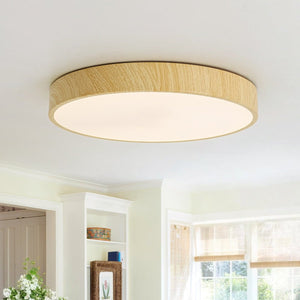 Chandelierias-Nordic Faux Wood Grain 5CCT Dimmable LED Round Flush Mount-Flush Mount-Light Oak-