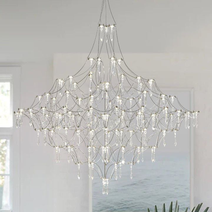 Chandelierias - Nordic Style Luxury Firefly Geometric Stainless Steel LED Crystal Chandelier - Chandelier - Starry Small Waist - 