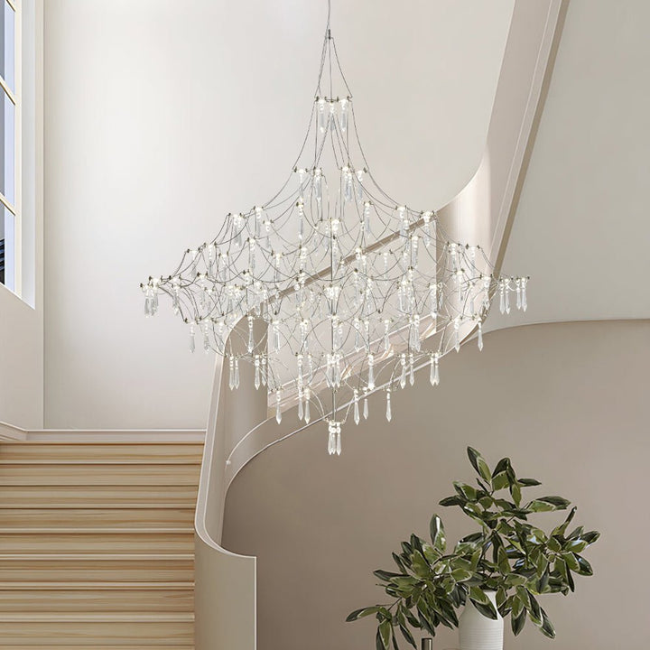 Chandelierias - Nordic Style Luxury Firefly Geometric Stainless Steel LED Crystal Chandelier - Chandelier - Starry Small Waist - 