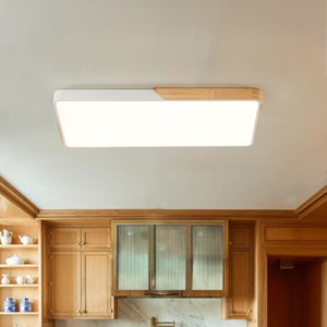 Chandelierias - Nordic - style Wood Trim Dimmable Rectangular Led Flush Mount - Flush Mount - White - 